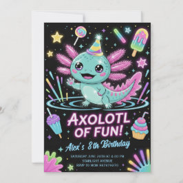 Convite de Aniversário de Axolote Adorável
