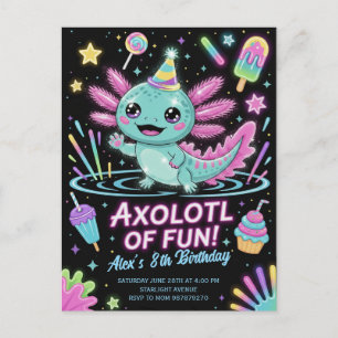 Convite de Aniversário de Axolote Adorável