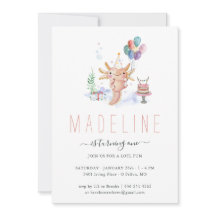 Convite de Aniversário de Axolote em Aquarela Fofa