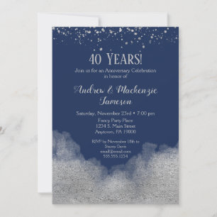 Convite de Aniversário de Azul Marinho com Confete