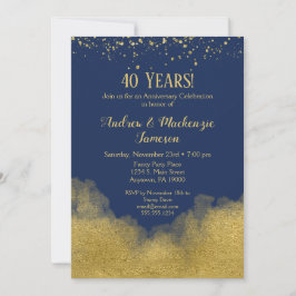 Convite de Aniversário de Azul Marinho com Confete