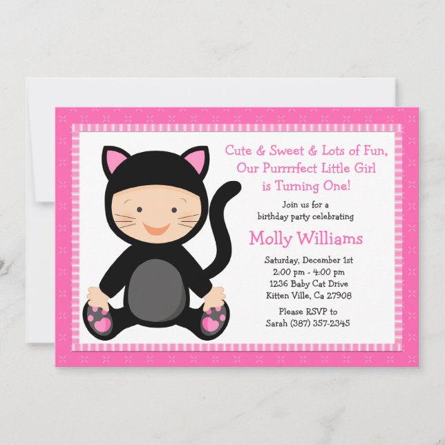 Convite de aniversário de Baby Cat (Frente)