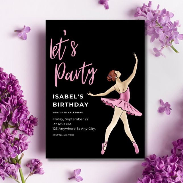 Convite de Aniversário de Bailarina, Ballet Editáv (Criador carregado)