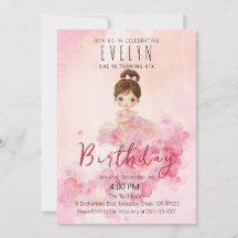 Convite de Aniversário de Bailarina com Tutu Fofa