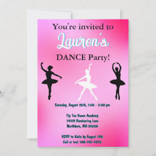 Convite de Aniversário de Bailarina de Dança