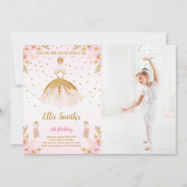 Convite de Aniversário de Bailarina Editável com F