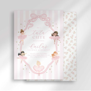 Convite de Aniversário de Bailarina Fofa com Laço 