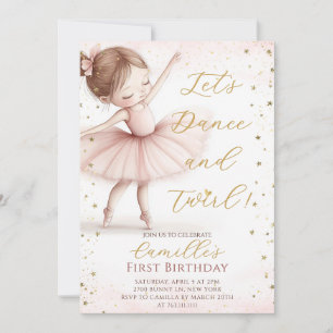 Convite de Aniversário de Bailarina Menina Fofa