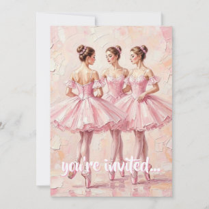 convite de aniversário de bailarina rosa coquete