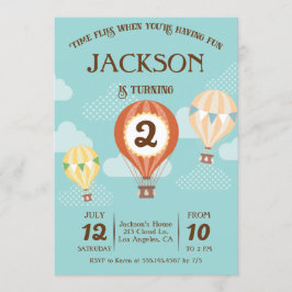 Convite de aniversário de balão de ar quente