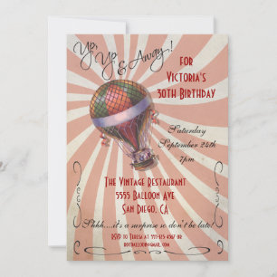 Convite de aniversário de balão de ar quente