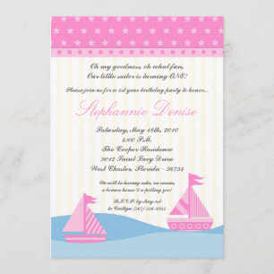 Convite de aniversário de Baleia Naut Sail Boat 5