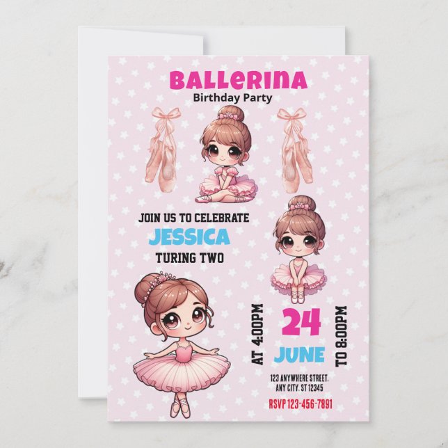 Convite de aniversário de Ballerina (Frente)