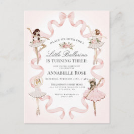 Convite de Aniversário de Ballet Pequena Menina Ba