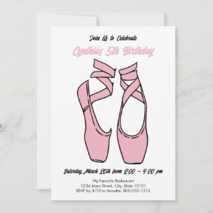 Convite de Aniversário de Ballet Rosa Minimalista