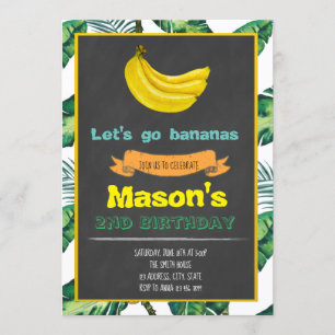 Convite de aniversário de bananas