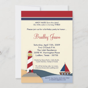 Convite de Aniversário de Barco à Vela Ahoy Mate 5