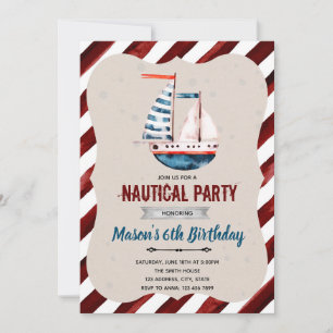 Convite de aniversário de barco náutico