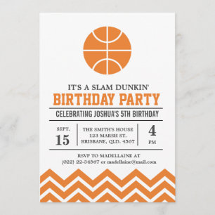 Convite de aniversário de Basketbal Personalizado 