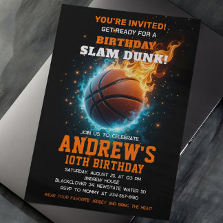 Convite de aniversário de basquete