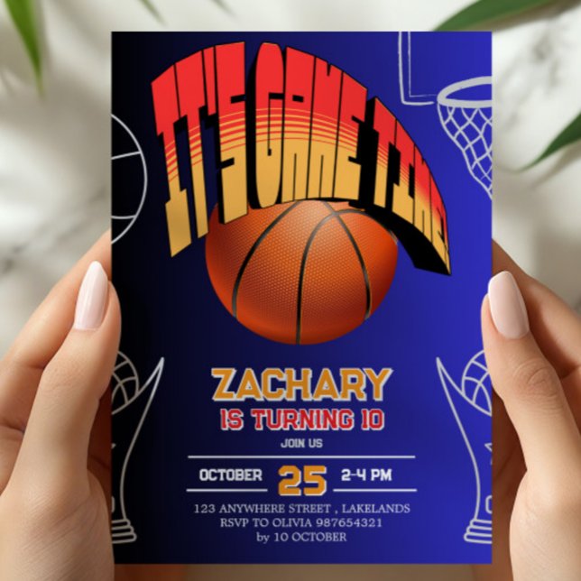 Convite de Aniversário de Basquete Azul Marinho (Criador carregado)