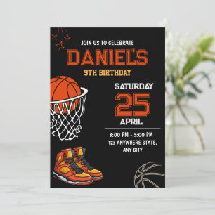 Convite de Aniversário de Basquete Editável Basque