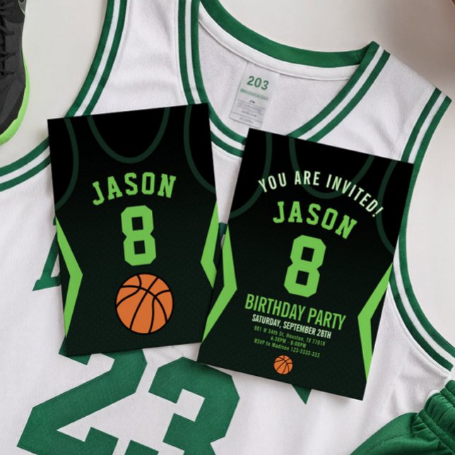 Convite de Aniversário de Basquete Jersey (Criador carregado)