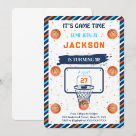 Convite de Aniversário de Basquete Laranja