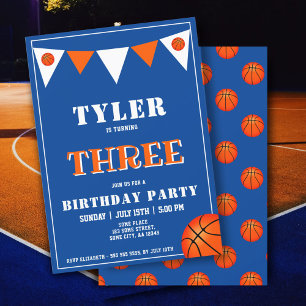 Convite de Aniversário de Basquete Menino 3º Anive