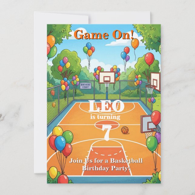 Convite de Aniversário de Basquete Menino | Jogo R (Frente)