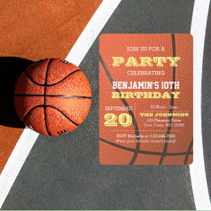 Convite de aniversário de basquete para todas as o