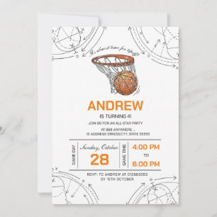 Convite de aniversário de basquete personalizado