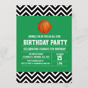 Convite de aniversário de basquete personalizado 