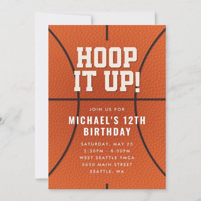 Convite de Aniversário de Basquetebol (Frente)