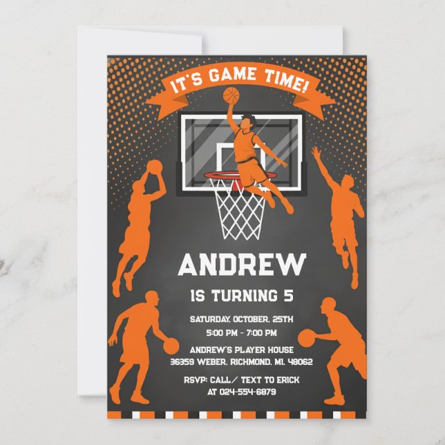 Convite de Aniversário de Basquetebol Pessoal Espo (Frente)