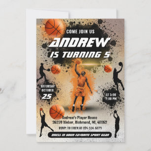Convite de Aniversário de Basquetebol Pessoal Espo