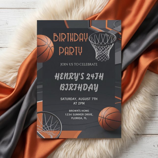 Convite de Aniversário de Basquetebol Premium (Criador carregado)