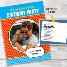 Convite de Aniversário de BBQ Estilo Quadrinhos Di