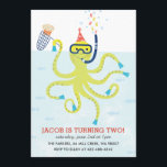 Convite de aniversário de Beach Octopus Kid<br><div class="desc">Um convite de aniversário de criança apresentando um cupcake,  polvo.</div>