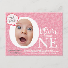 Convite de aniversário de bebê com uma foto divert