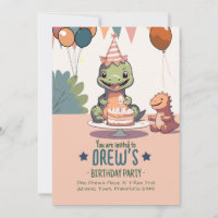 Convite de Aniversário de Bebê Dino Fofo para Cria