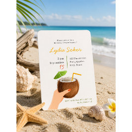 Convite de Aniversário de Bebida de Coco de Praia