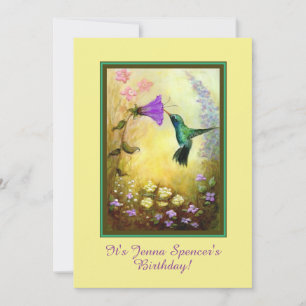 Convite de aniversário de beija-flor (Amarelo)