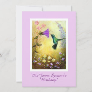 Convite de aniversário de beija-flor (Lavanda)
