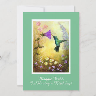 Convite de Aniversário de Beija-flor (Verde)