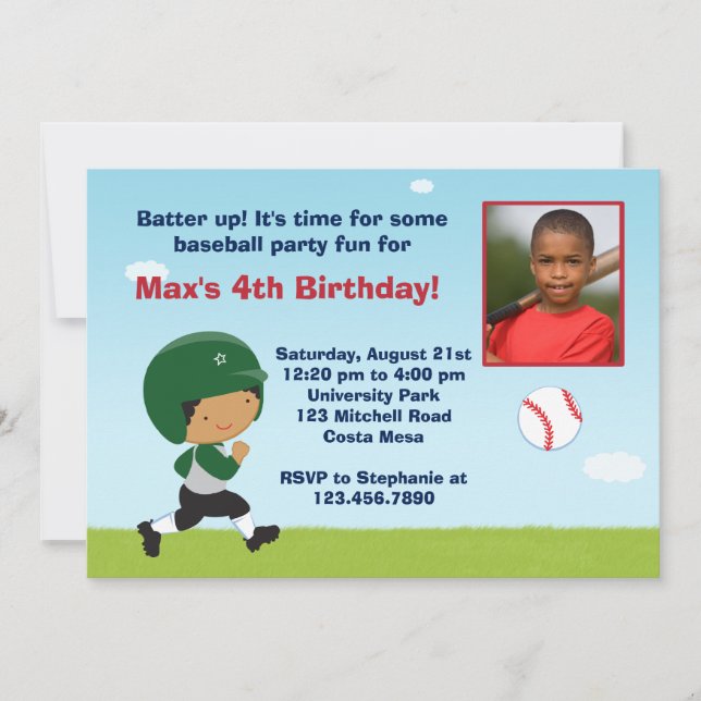 Convite de aniversário de beisebol (Frente)