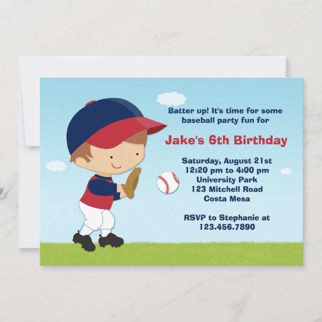 Convite de aniversário de beisebol (Frente)