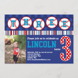 Convite de aniversário de beisebol (aniversário de