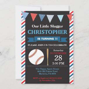 Convite de Aniversário de Beisebol Festa de 1º Ani