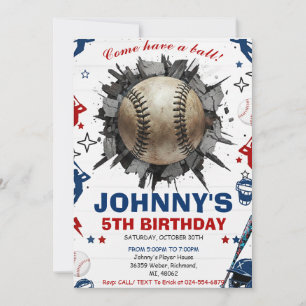 Convite de Aniversário de Beisebol Pessoal